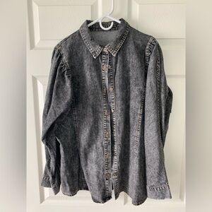 Puff Sleeve Stonewash Shirt